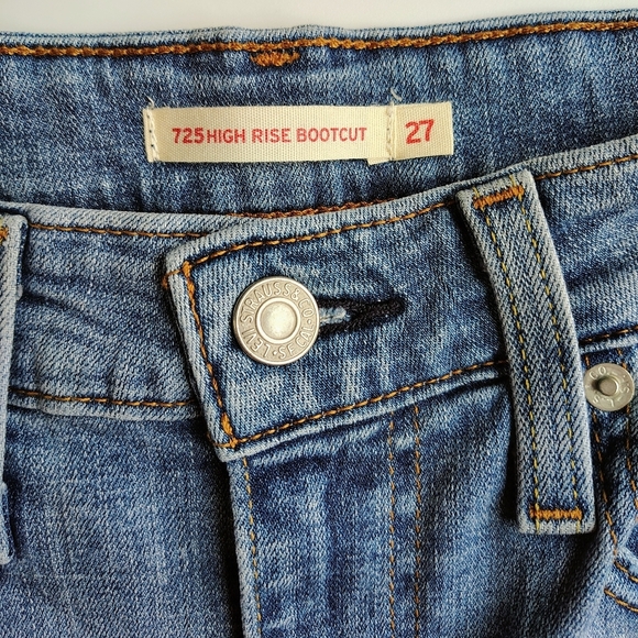 Levi's 725 High Rise Boot Cut Jeans Women's Denim Stretch Medium Blue 27. - Picture 8 of 17